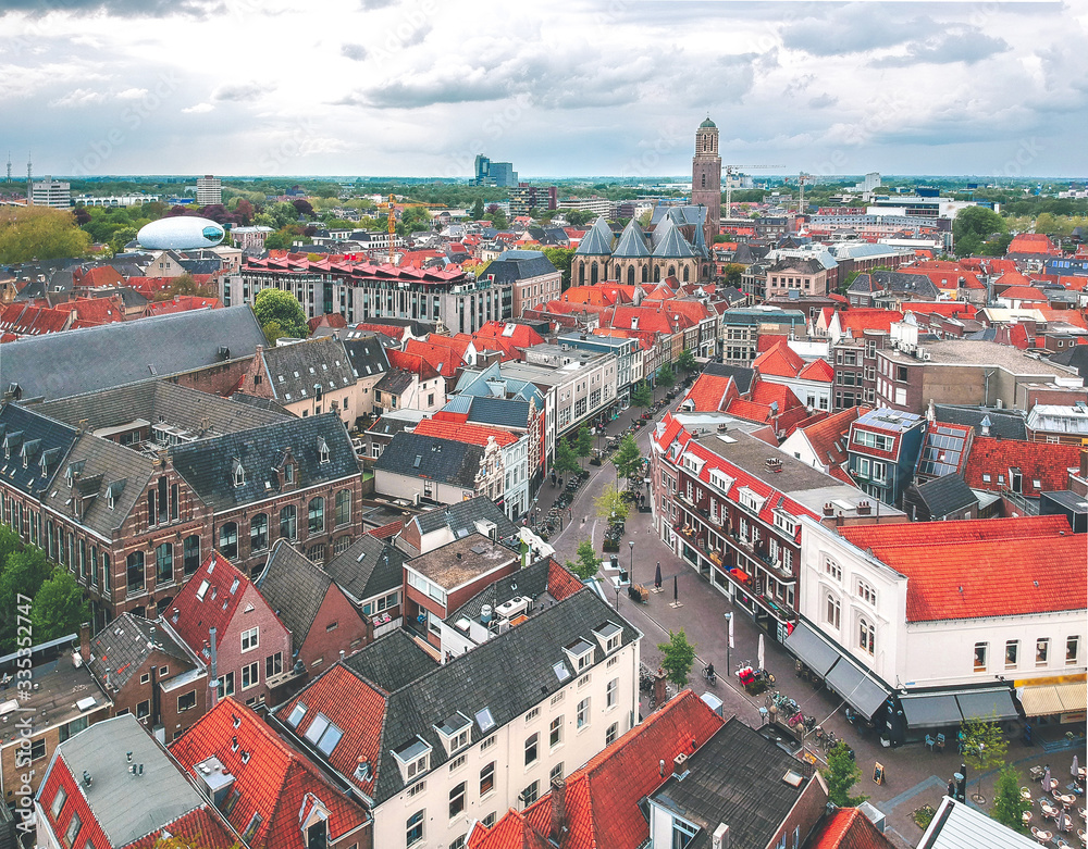 Aerial view over Zwolle, Netherlands