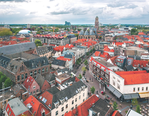 Obraz na płótnie Aerial view over Zwolle, Netherlands w salonie