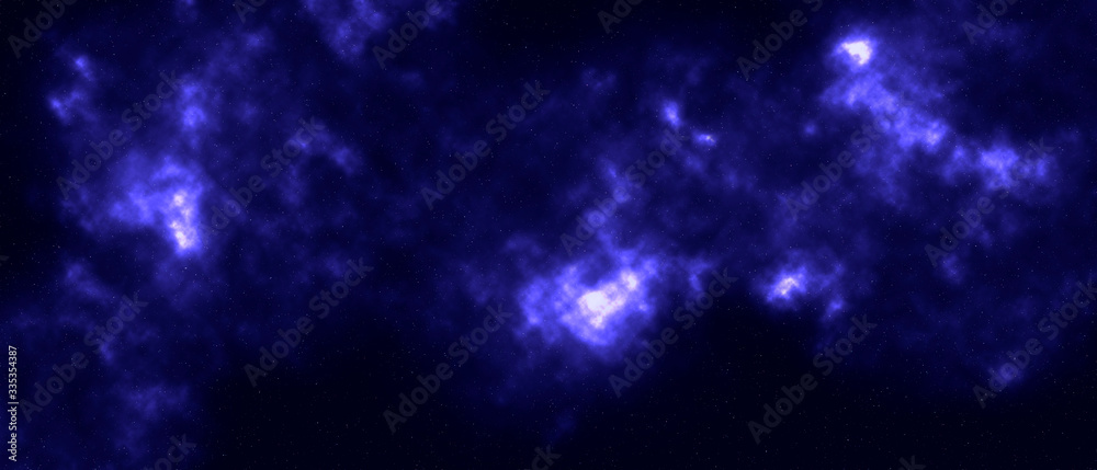 abstract blue background with nebula in space