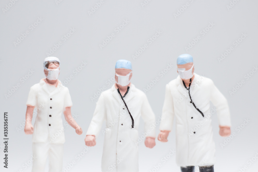 Simple Conceptual Photo, Mini figure doctors and nurses mini figure evacuation of infected patients