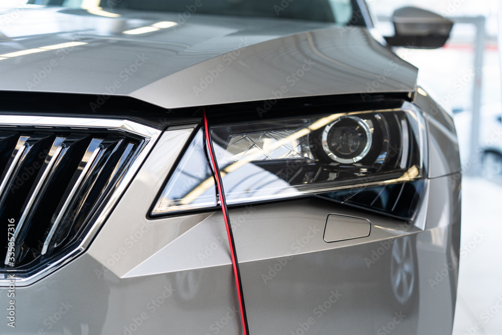 Fototapeta premium Сar Headlights, Close up, Grey colour
