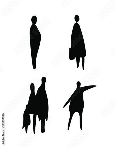 Vector illustration, Outline silhouettes of people, Contour drawing, Icon, architecture sketch people