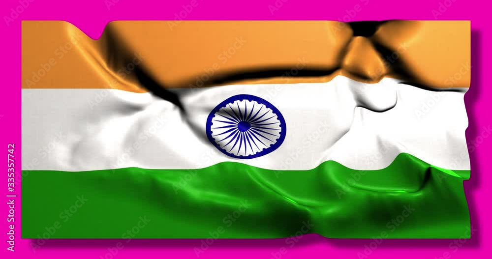 Green screen hiper realistic loop of India flag waving in the wind indian flag fluttering with highly detailed fabric texture animation 4k