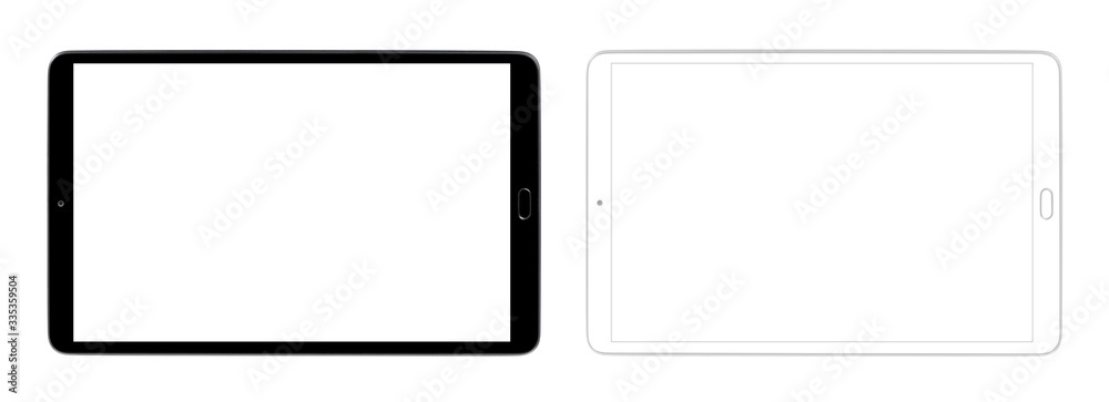 Set of black and white tablets, isolated on white background Set of black and white tablets, isolated on white background