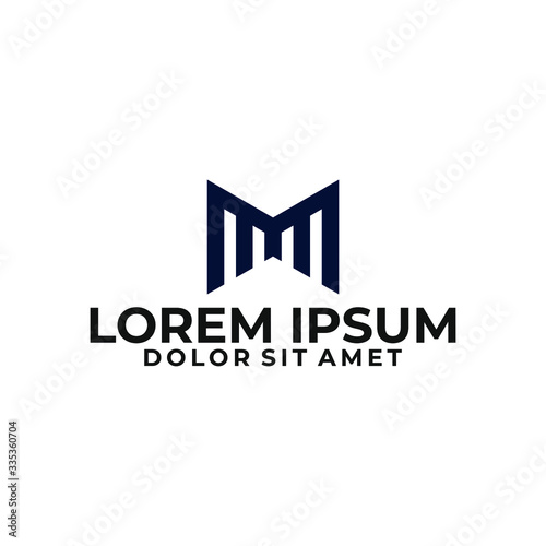 Initial letter MM logo template with geometric abstract symbol in flat design monogram illustration