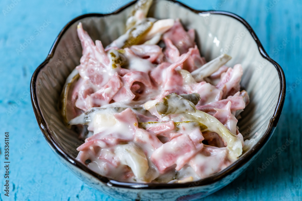 Italian Salad with Mayonnaise, Ham and Pickle Italian Salad with Mayonnaise, Ham and Pickle