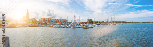 City Harbour  Stadthafen  in Barth at sunset Mecklenburg Western Pomerania Germany