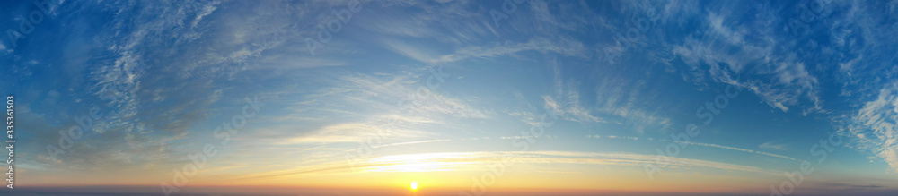 Panorama photo sky background. Colorful Sunset sky and cloud. sky  background.
