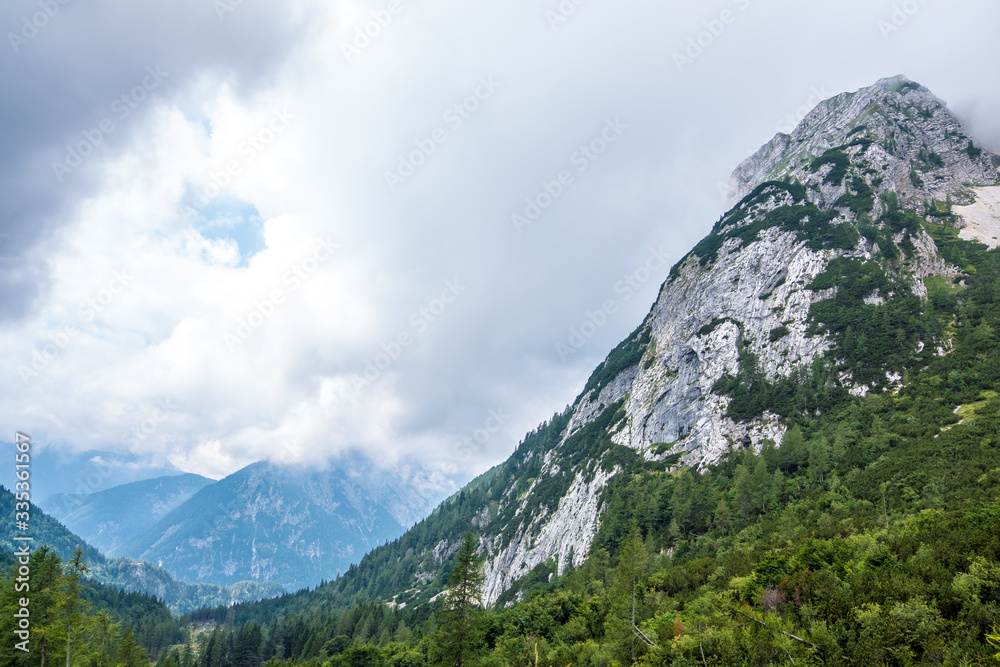 Scenic view of Alpine landscape in Triglav National Park. Julian alps, Triglav, Slovenia
