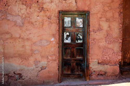 Calico  California   USA - August 23  2015  An old wooden door in Calico Ghost Town  Calico  California  USA