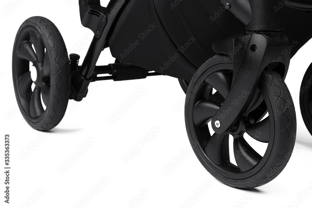Fototapeta premium Black baby carriage isolated on a white background