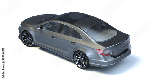 3D rendering of a brand-less generic concept car in studio environment