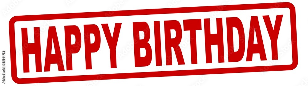 red grunge banner stamp with text HAPPY BIRTHDAY on white background