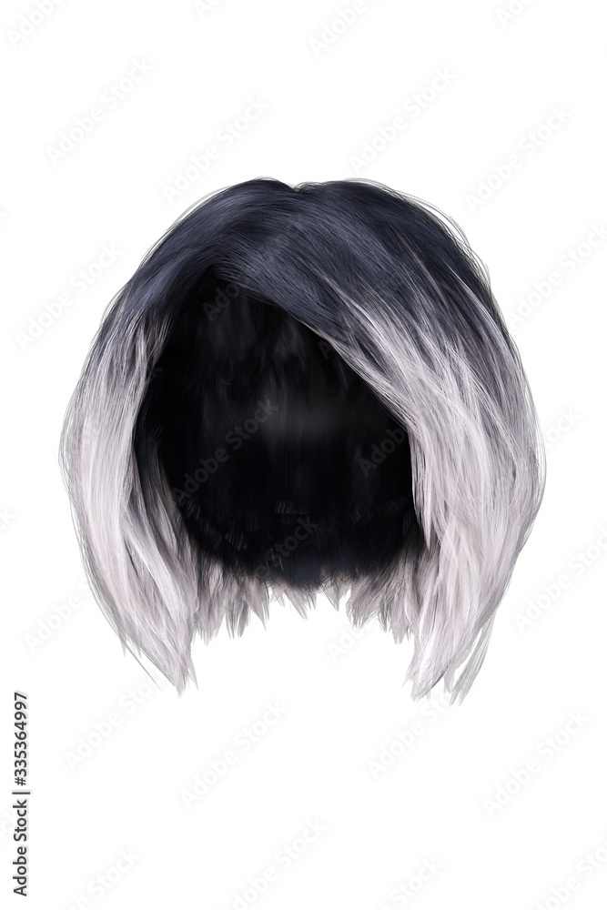 3d render, 3d illustration, short black hair on isolated white background 3d render, 3d illustration, short black hair on isolated white background