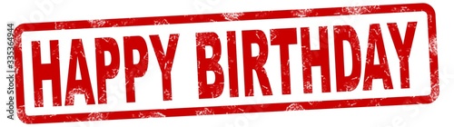 red grunge banner stamp with text HAPPY BIRTHDAY on white background
