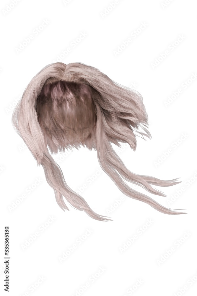 3d render, 3d illustration, short blonde hair on isolated white background
