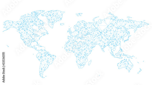 Digital network technology white background world map