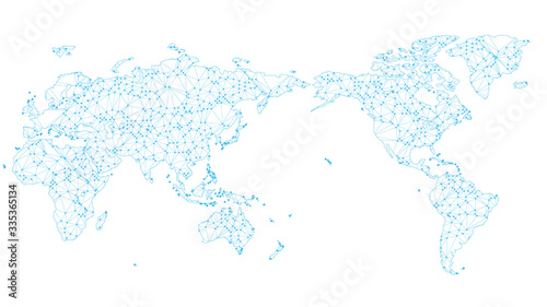 Digital network technology white background world map