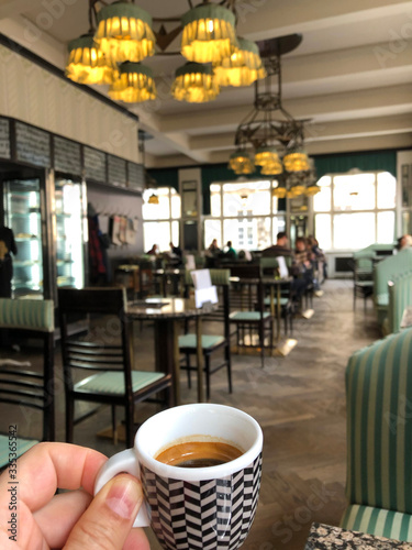Photography Traditional cafe inside cubist building
