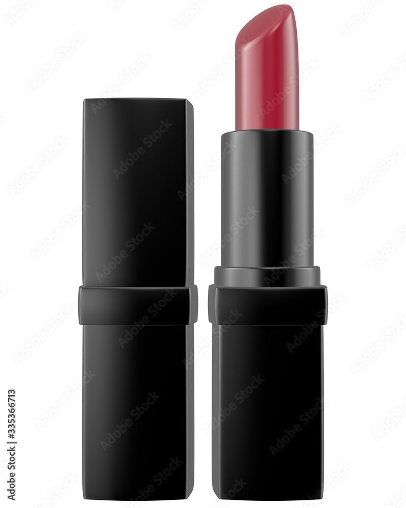 Realistic 3D Lipstick Mock Up Template on White Background.3D Rendering 