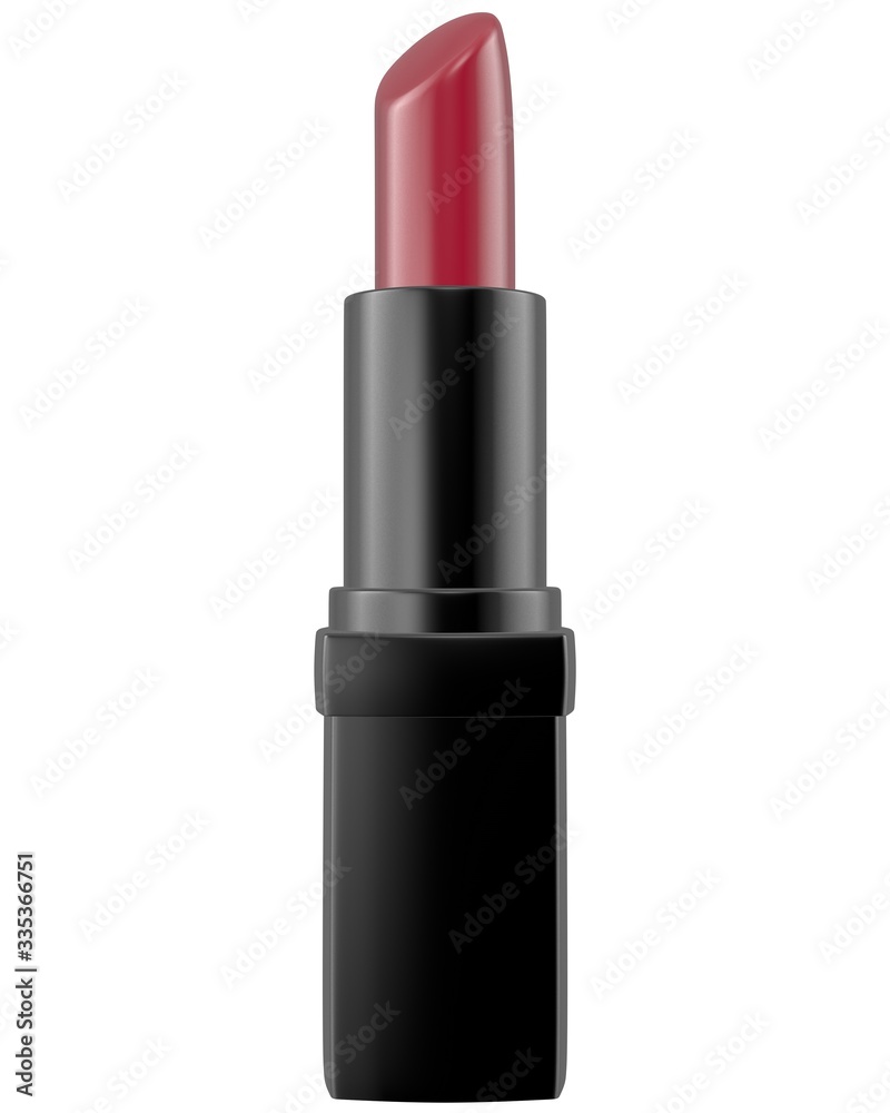 Realistic 3D Lipstick Mock Up Template on White Background.3D Rendering Realistic 3D Lipstick Mock Up Template on White Background.3D Rendering