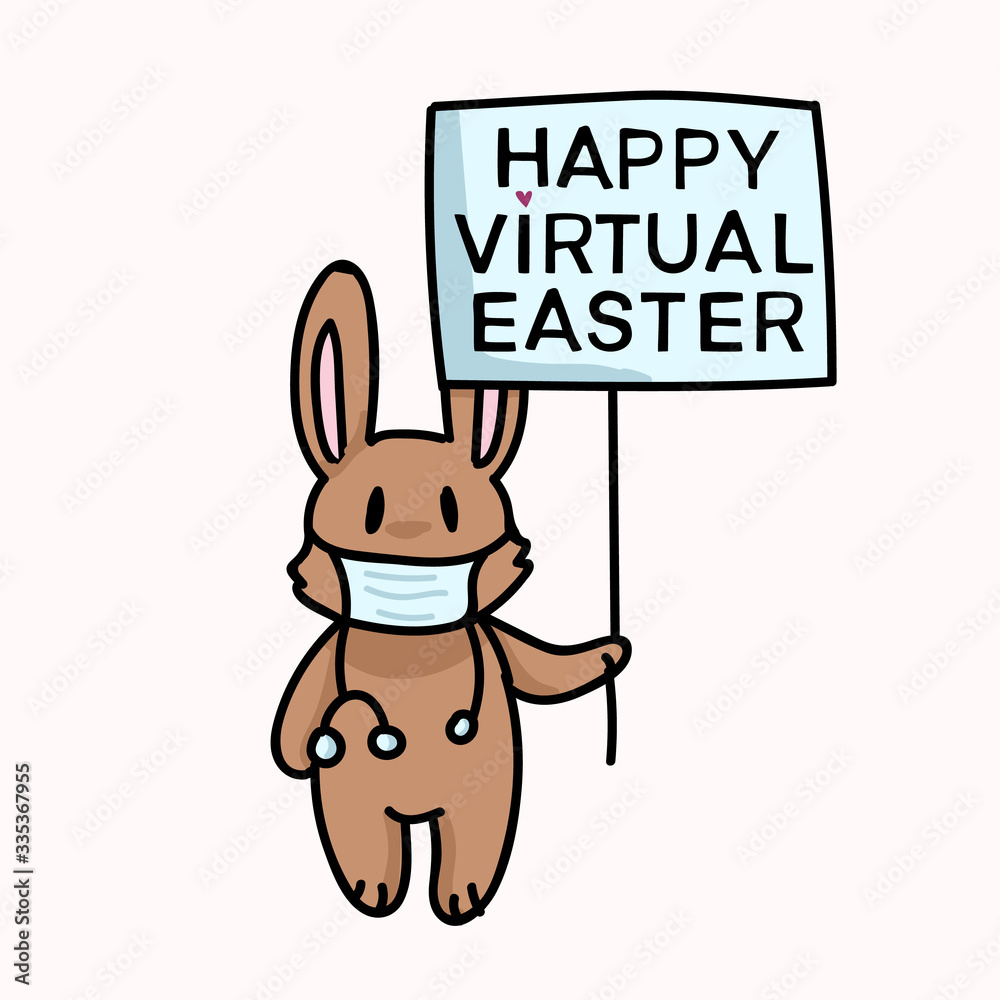 Corona virus happy easter bunny social media banner poster. Quarantine  virtual stay homeclipart. Stay positive covid 19 infographic. Pandemic  support message. Protect doctor nurse cartoon concept Stock Vector | Adobe  Stock