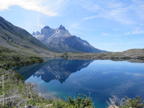 Fototapeta Naklejka Na Ścianę i Meble -  Torres del Paine, Patagonia, Chile: Cuernos del Paine and Lago Sköttsberg