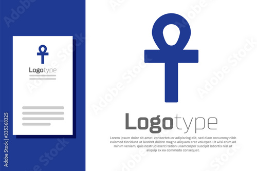 Blue Cross ankh icon isolated on white background. Logo design template element. Vector Illustration