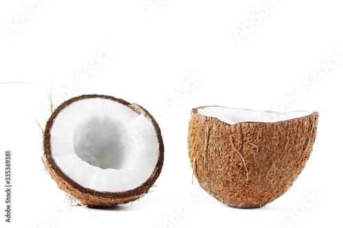 Coconut on a white background. Cocos nucifera