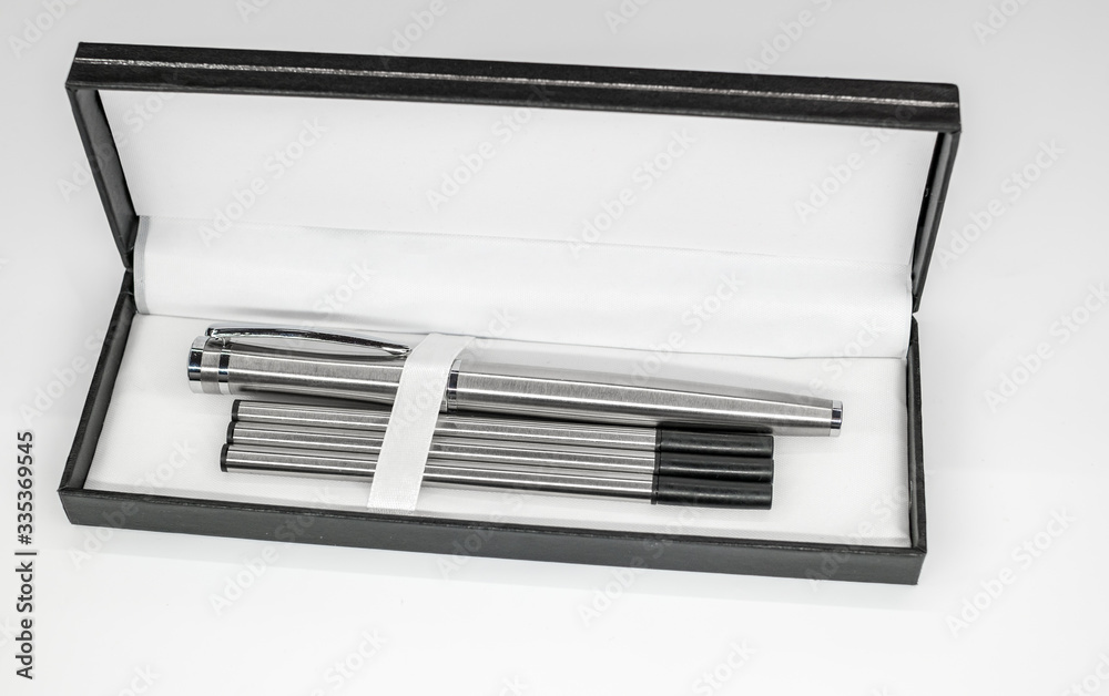 box with pen and reserves box with pen and reserves