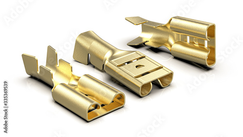 Brass electrical wire connector. Template, mockup. photo