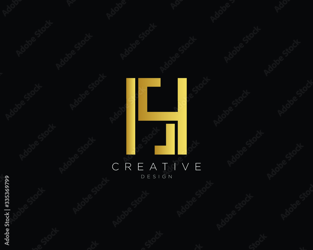 Letter HS SH Logo Design, Creative Minimal HS SH Monogram In Gold Color