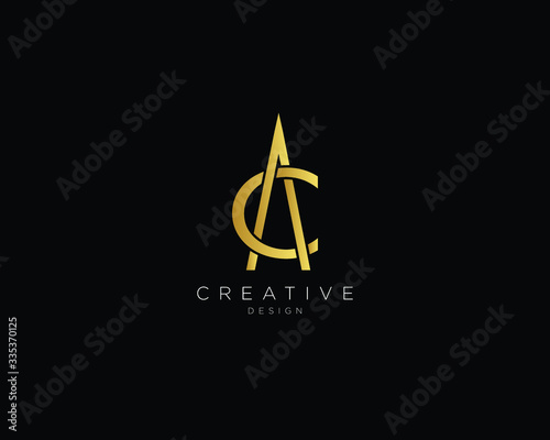 Letter AC CA Logo Design, Creative Minimal AC CA Monogram In Gold Color