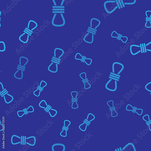Blue Climber rope icon isolated seamless pattern on blue background. Extreme sport. Sport equipment. Vector Illustration