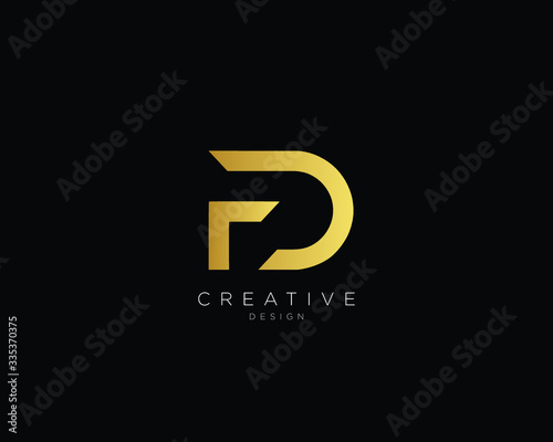 Letter FD Logo Design, Creative Minimal FD Monogram In Gold Color