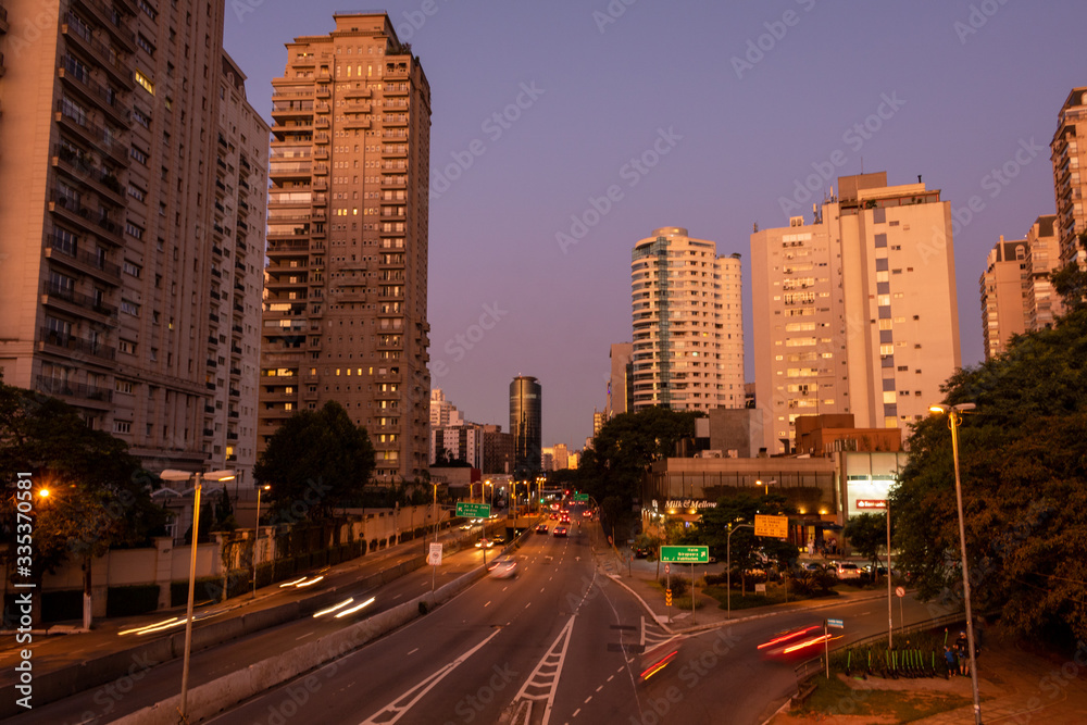 Sunset light over the city