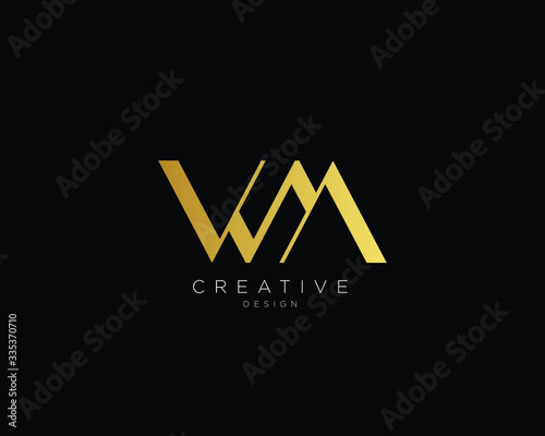 Fotografija Letter WM Logo Design, Creative Minimal WM Monogram In Gold Color