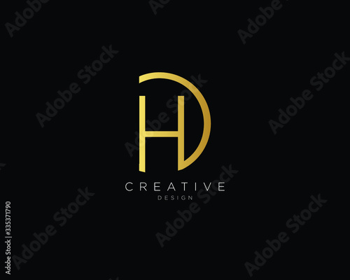 Letter HD Logo Design, Creative Minimal HD Monogram In Gold Color