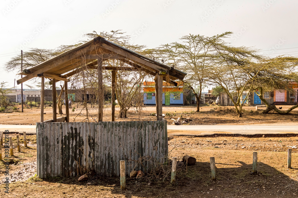 Small customs hut made of scrap metal Small customs hut made of scrap metal