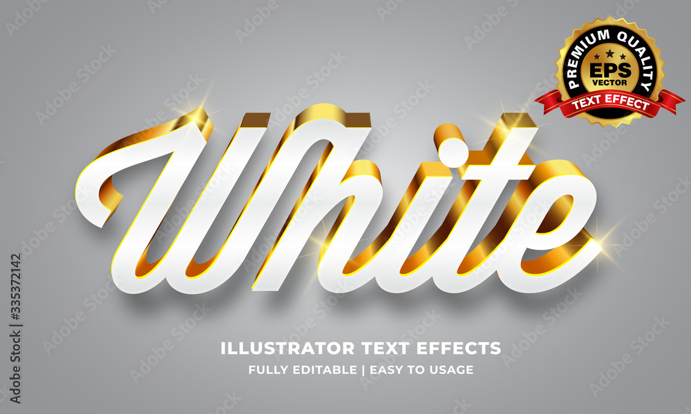Editable White Gold 3d Text Effect