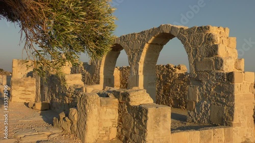 The walls of the ancient city in the archaeological park. Paphos, Cyprus.