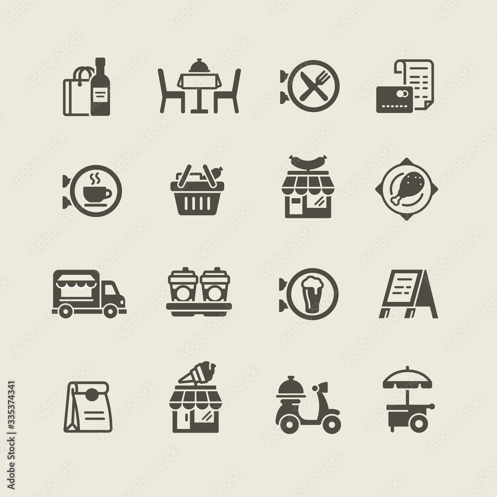 Cafe and food icons set