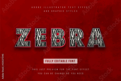 zebra 3d Text effect, Editable text