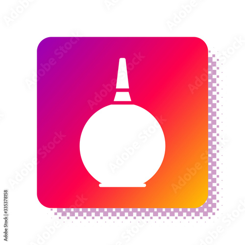 White Enema icon isolated on white background. Enema with a plastic tip. Medical pear. Square color button. Vector Illustration