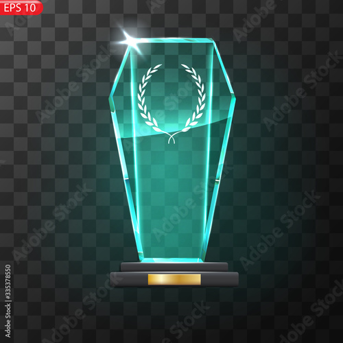 Glass Trophy Award. First place Prize plaque