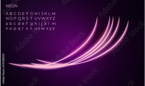 Fundo, Textos e Linhas com efeito em neon todos editáveis, fonte do arquivo Montserrat Light.
