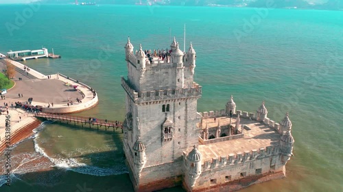 Flying close to Belem Tower and slowly down. photo