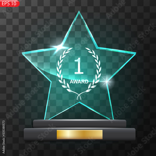 Glass Trophy Award. First place Prize plaque