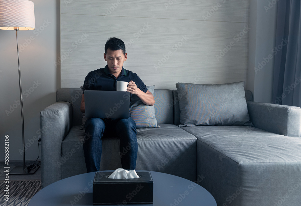 Young asian man in working from home concept , work at home Young asian man in working from home concept , work at home
