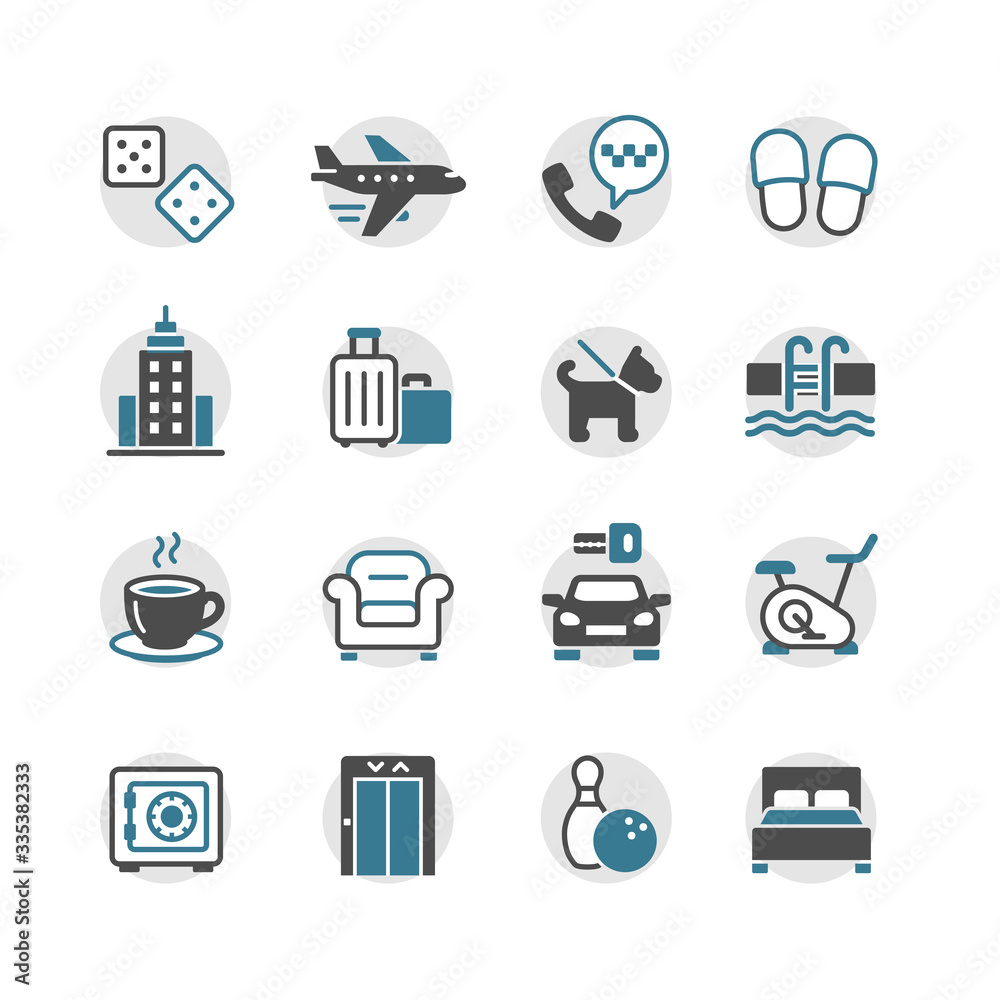 Hotel service vector icons set Hotel service vector icons set